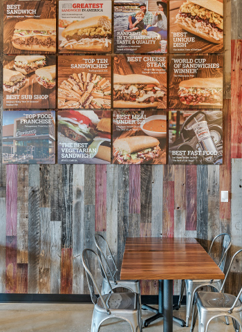 Capriotti's signs hanging over table